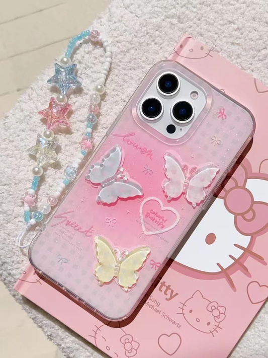 Butterfly Silicon Trendy Aesthetic Phone Case For iPhone With Star Charm