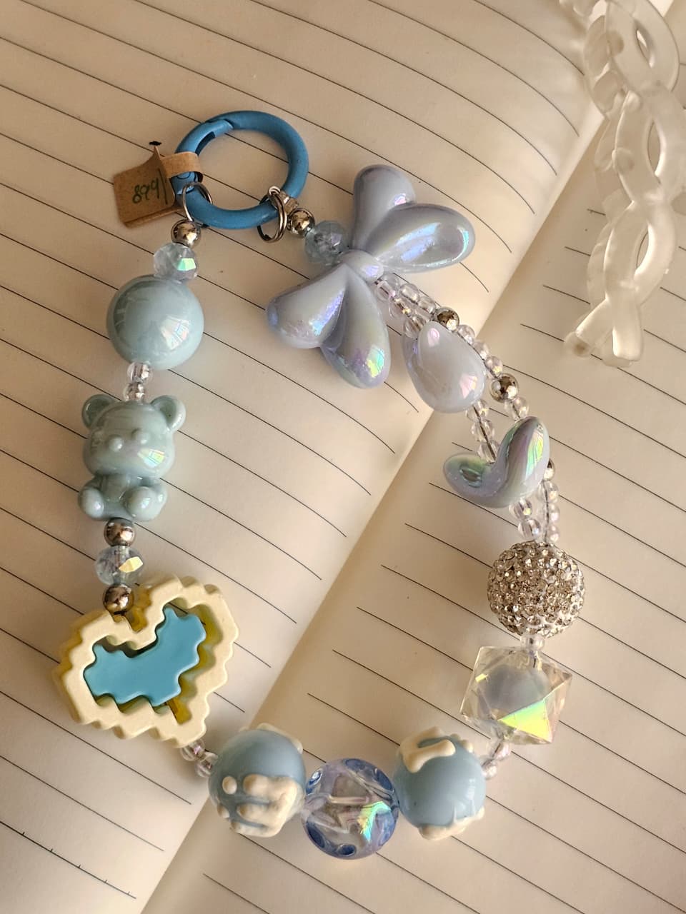 Y2K Kawaii Bow, Pixel Heart Handmade Beaded Phone Charm Lanyard Love Knot Wristlet Fashion Phone Chain