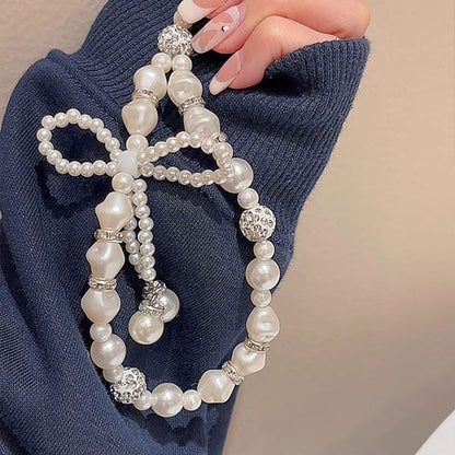 Pearl Bowknot Handmade Wrist Strap Beaded Phone Charm