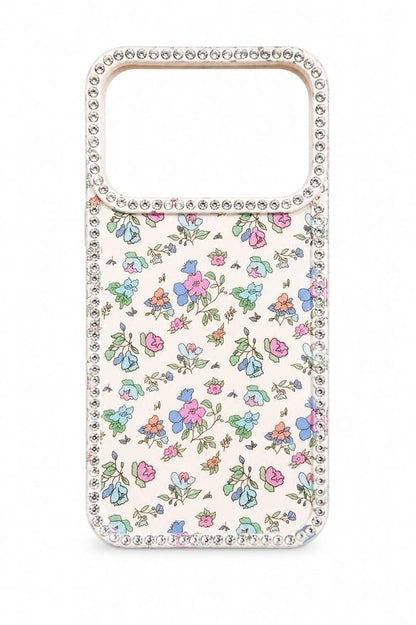 Mini Floral iPhone Case Cute Sparkle Crystal Diamond Cover with Full Camera Lens Protection, Slim Lightweight aesthetic fashion Phone Case