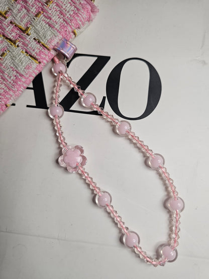 [Set of 3] Baby Pink Hearts and Flowers Handmade Beaded Kawaii Mobile Women Fashion Phone Charm Strap