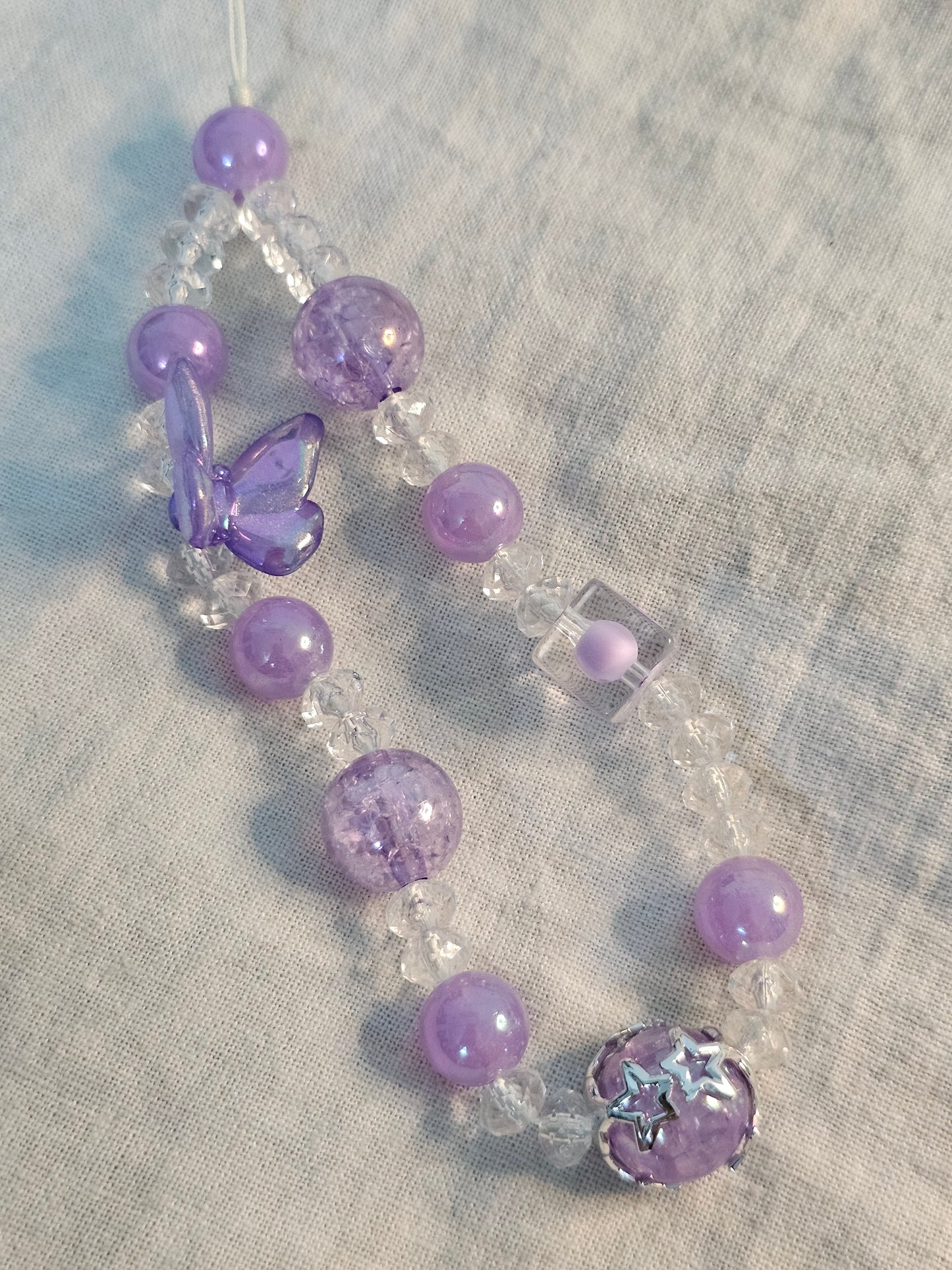 Purple Butterfly Y2K Kawaii Handmade Beaded Wrist Strap Phone Charm Fashion Phone chain