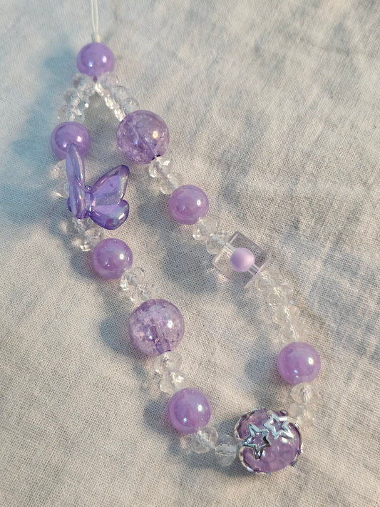 Purple Butterfly Y2K Kawaii Handmade Beaded Wrist Strap Phone Charm Fashion Phone chain