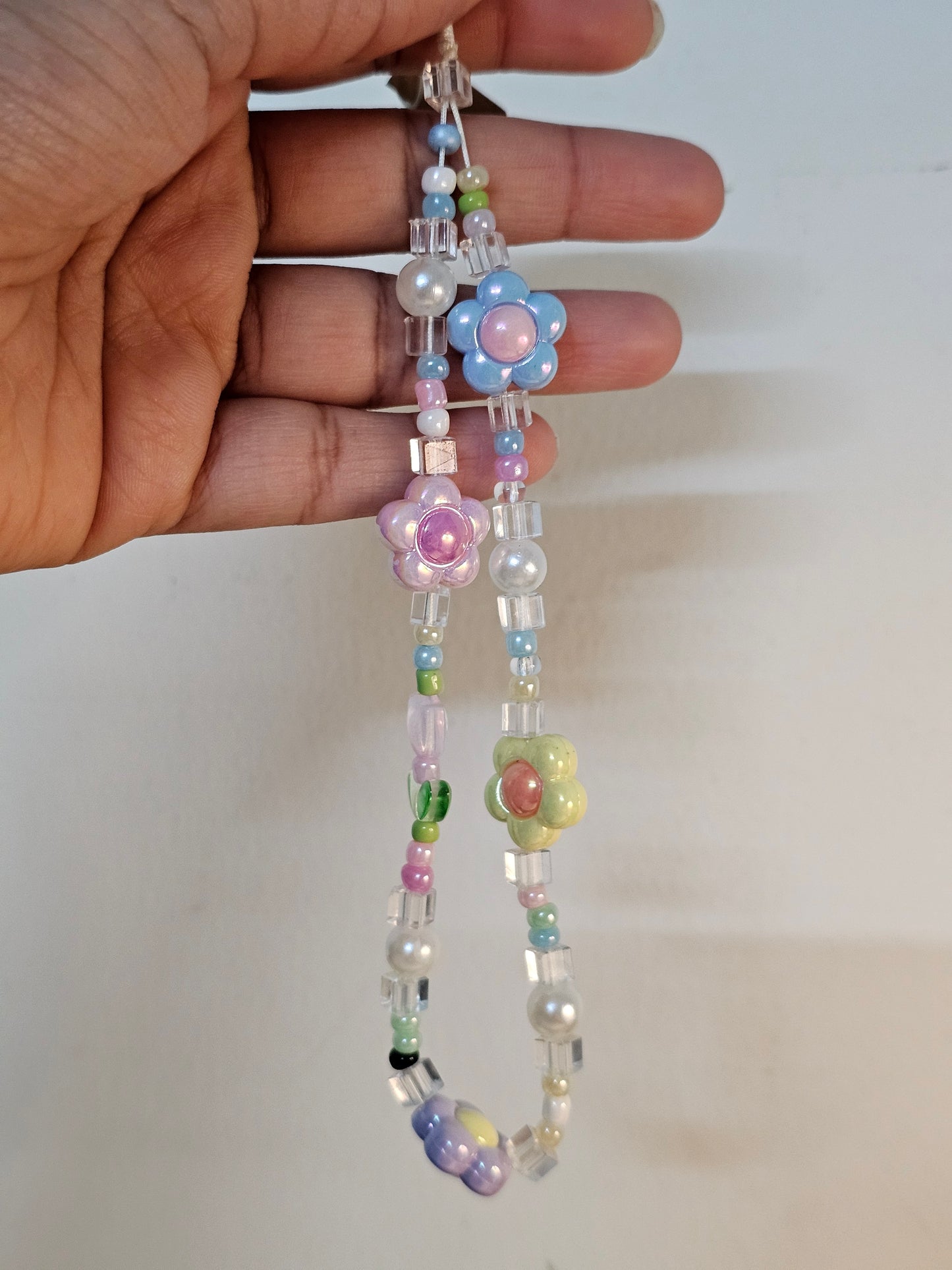 Sweet Lovely Tulip Flower Handmade Beaded Mobile Phone Charm Strap Women Fashion Phone Chain