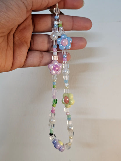 Sweet Lovely Tulip Flower Handmade Beaded Mobile Phone Charm Strap Women Fashion Phone Chain