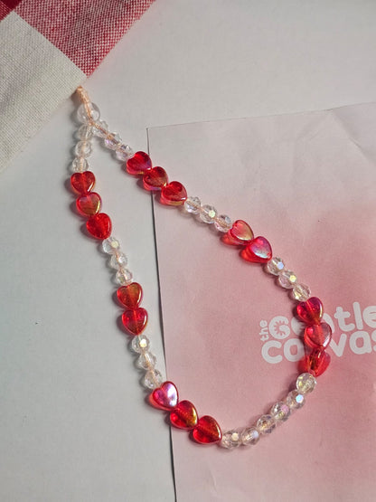 [Set of 3] Red Y2K Kawaii Handmade Beaded Mobile Wrist Strap Phone Charms