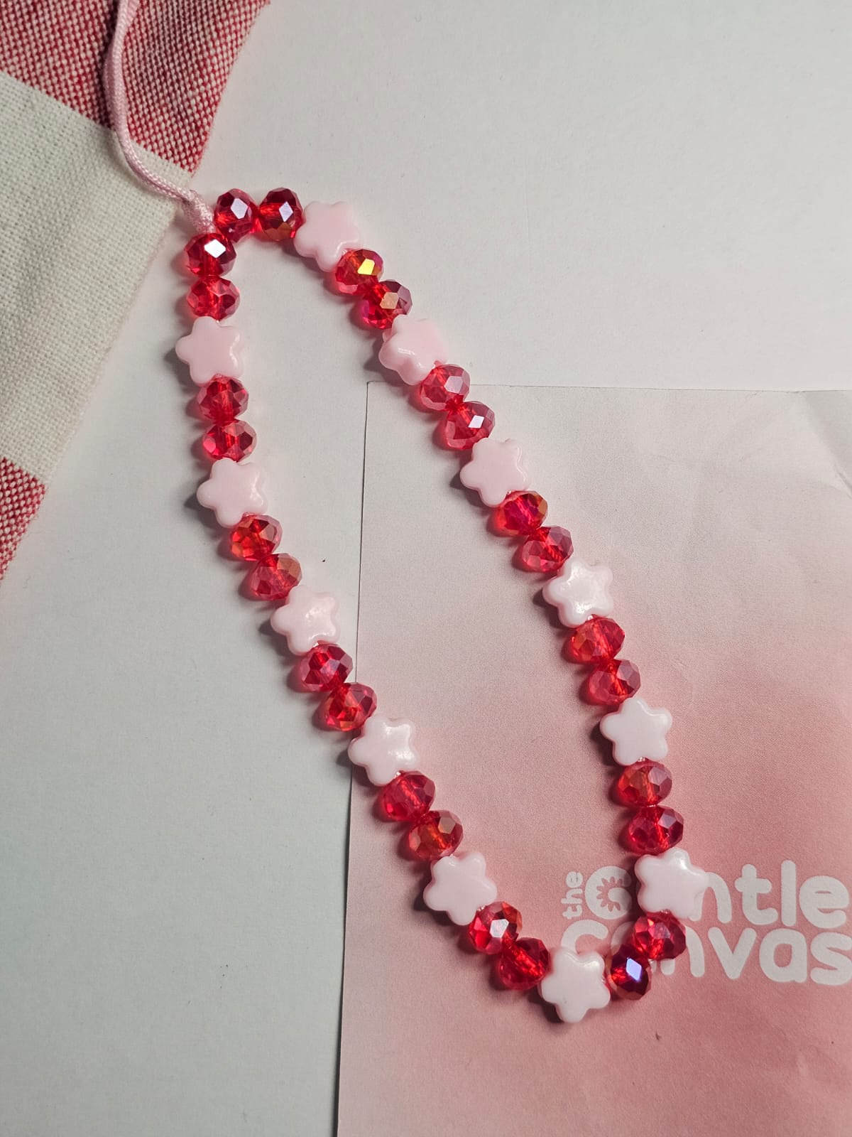 [Set of 3] Red Y2K Kawaii Handmade Beaded Mobile Wrist Strap Phone Charms