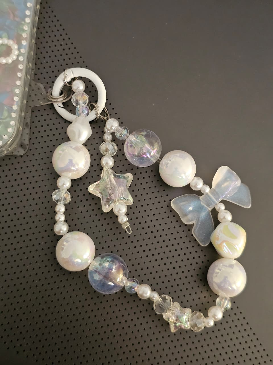 Beaded Bow Pattern Silicon iPhone Case With Beaded Charm