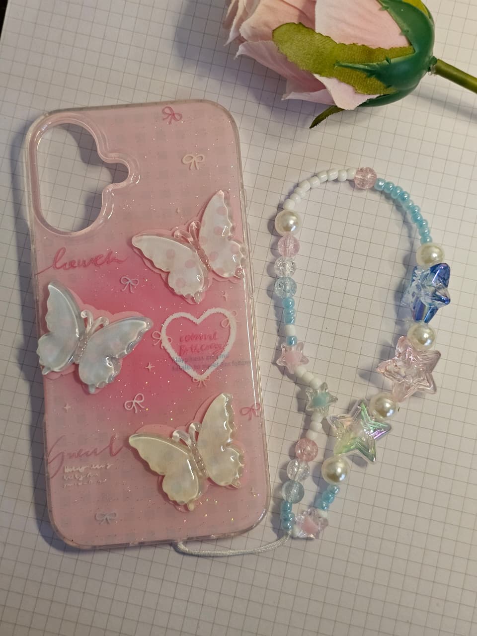 Butterfly Silicon Trendy Aesthetic Phone Case For iPhone With Star Charm