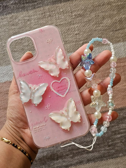 Butterfly Silicon Trendy Aesthetic Phone Case For iPhone With Star Charm